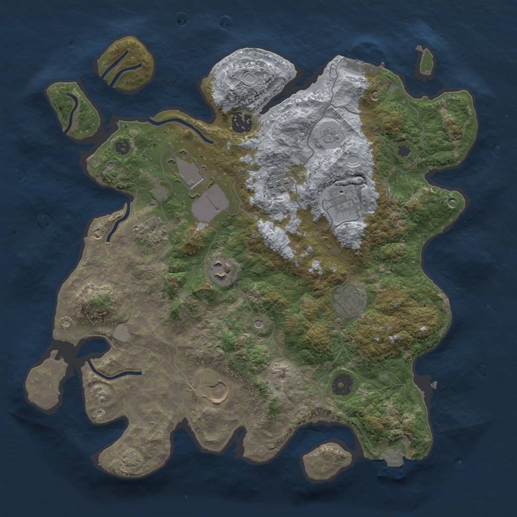 Rust Map: Procedural Map, Size: 3600, Seed: 1805828418, 15 Monuments