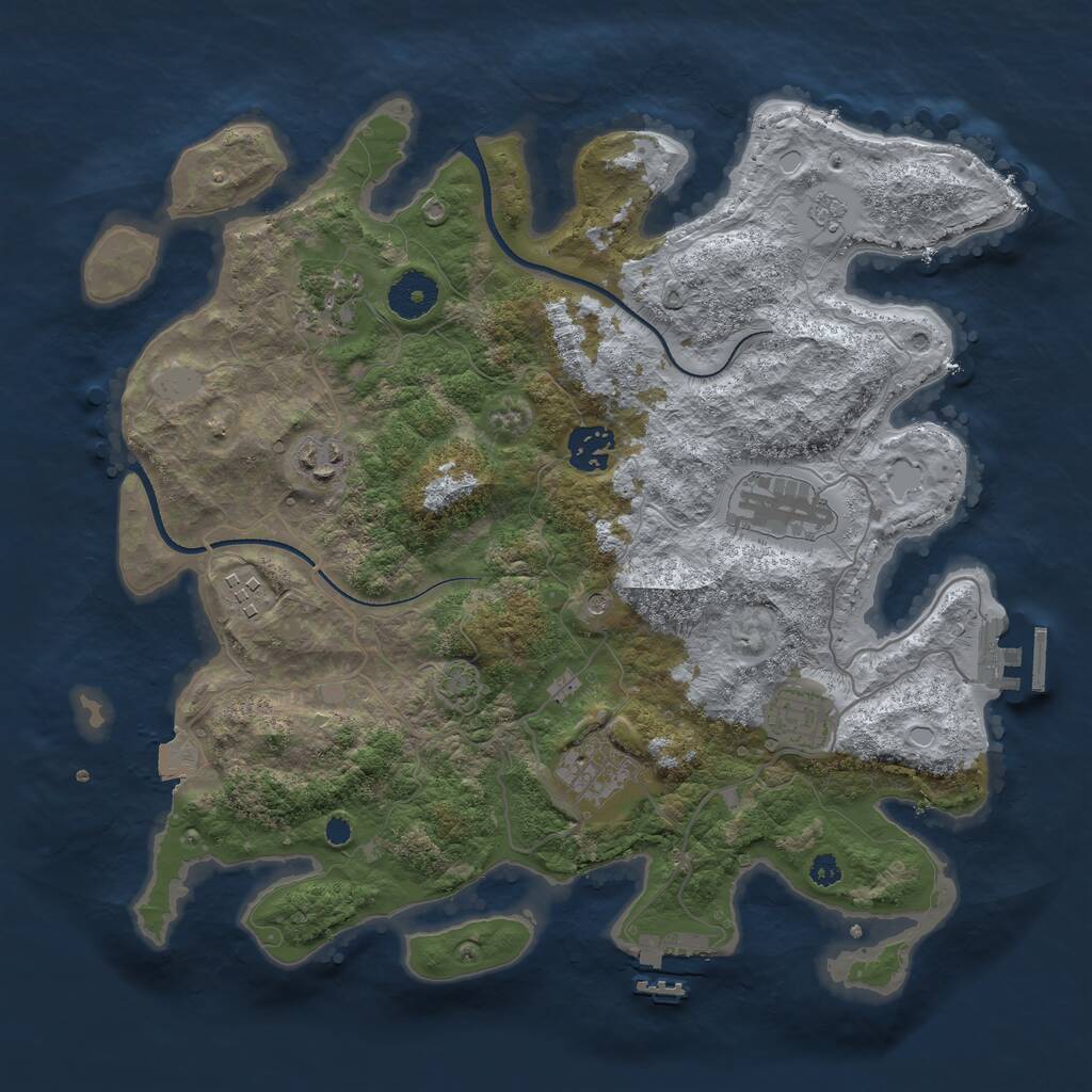 Rust Map: Procedural Map, Size: 3450, Seed: 68475291, 13 Monuments