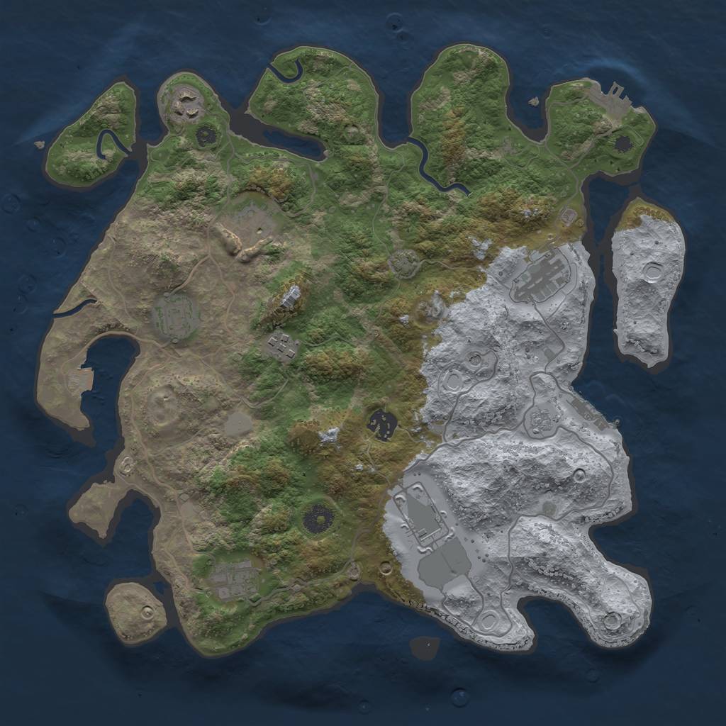 Rust Map: Procedural Map, Size: 3700, Seed: 45546396, 16 Monuments