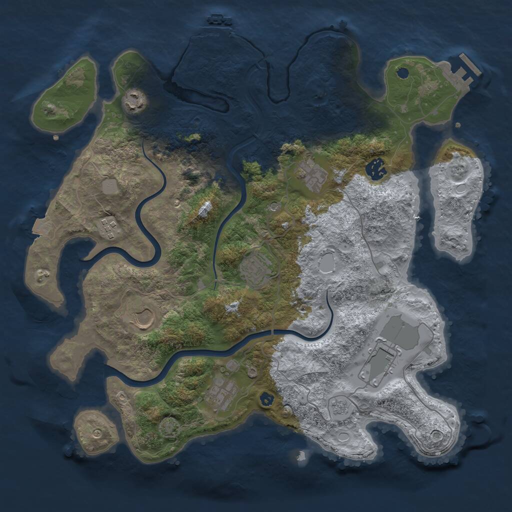 Rust Map: Procedural Map, Size: 3700, Seed: 45546396, 14 Monuments