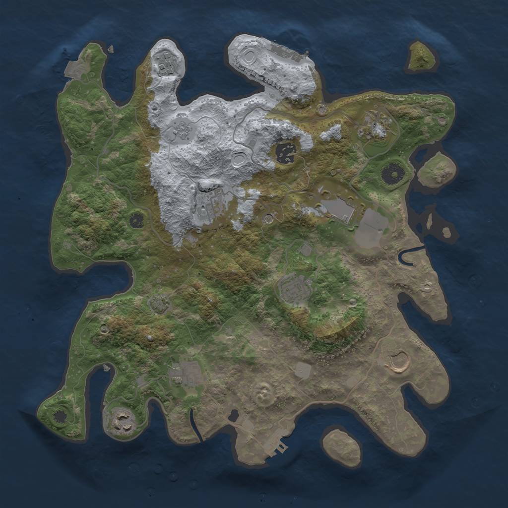 Rust Map: Procedural Map, Size: 3550, Seed: 85638894, 17 Monuments