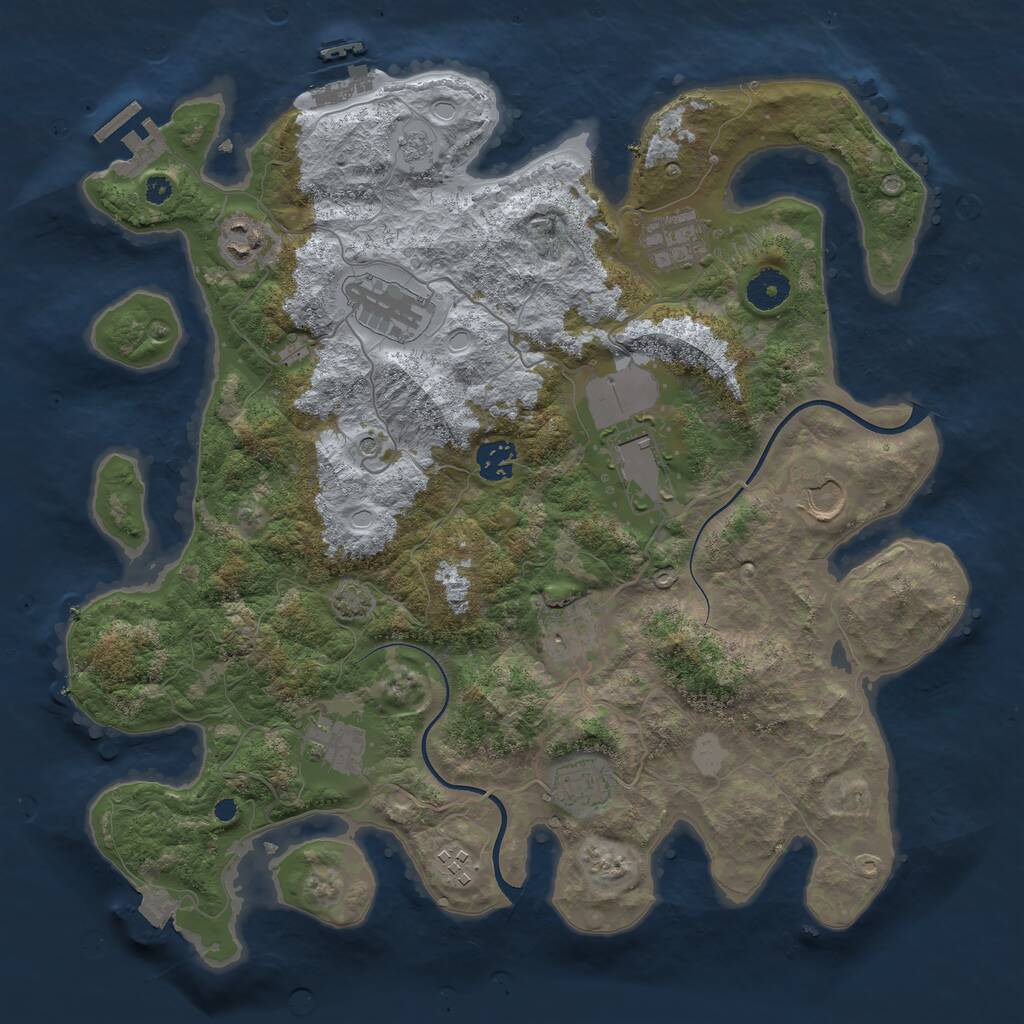 Rust Map: Procedural Map, Size: 3750, Seed: 19498403, 16 Monuments