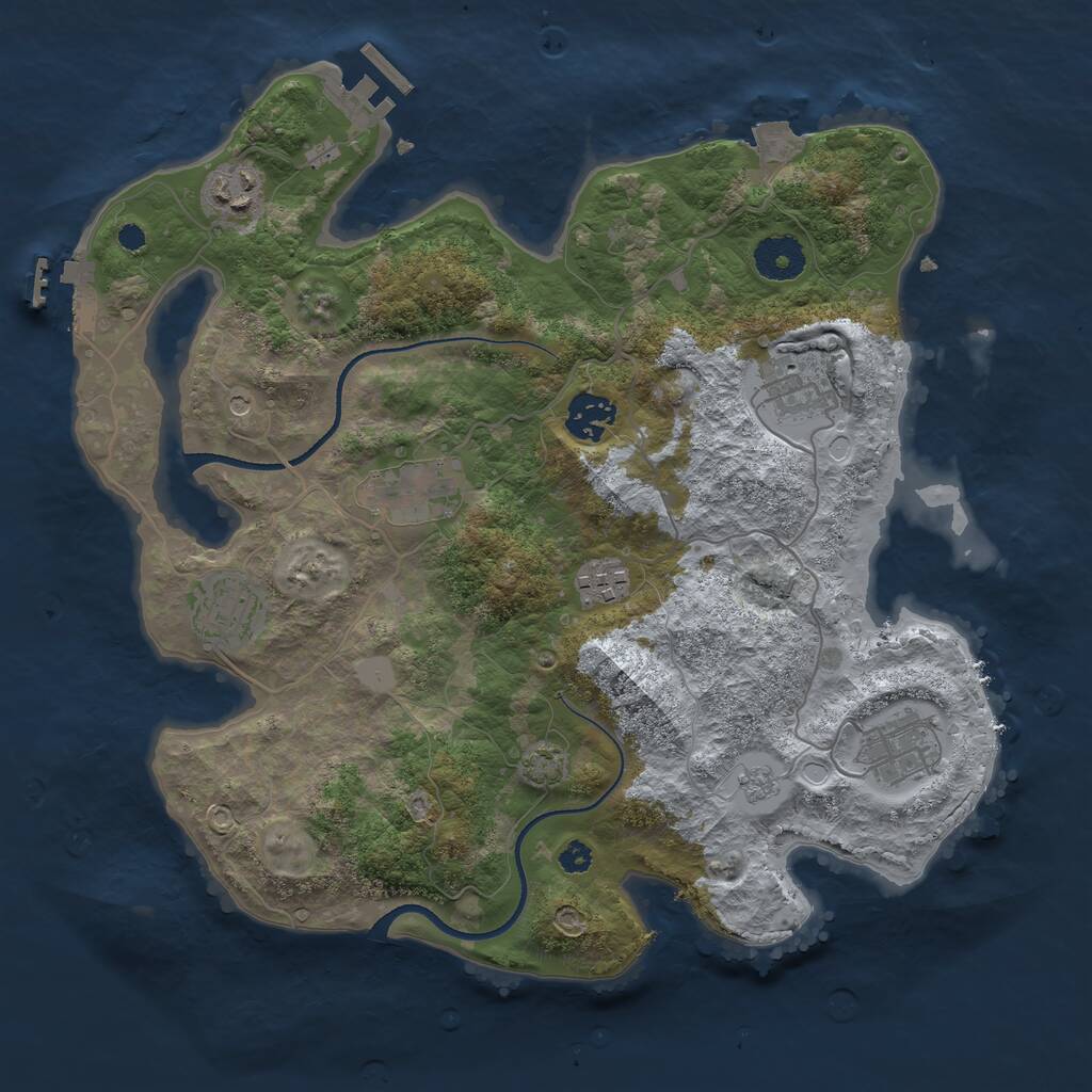 Rust Map: Procedural Map, Size: 3400, Seed: 50512824, 13 Monuments