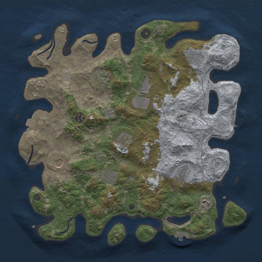 Rust Map: Procedural Map, Size: 4000, Seed: 88286936, 18 Monuments