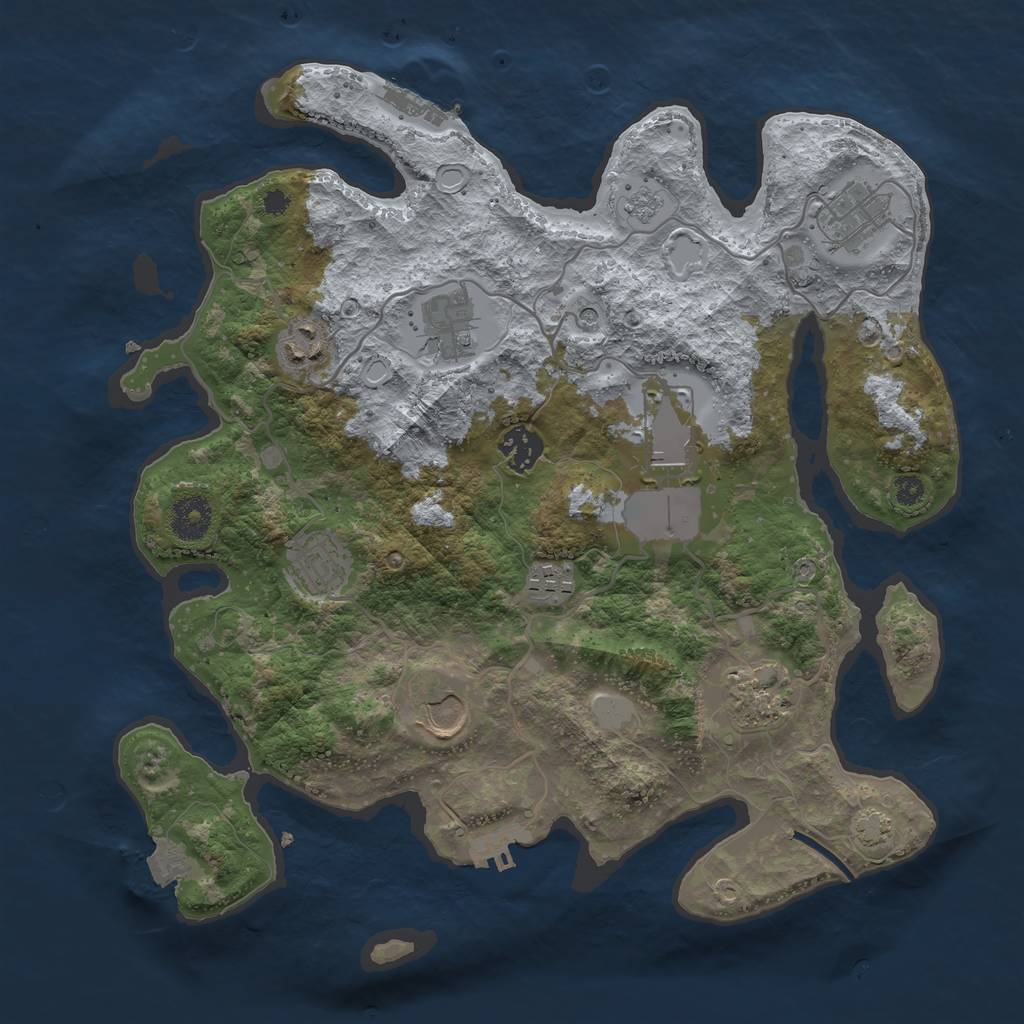 Rust Map: Procedural Map, Size: 3500, Seed: 780598935, 17 Monuments