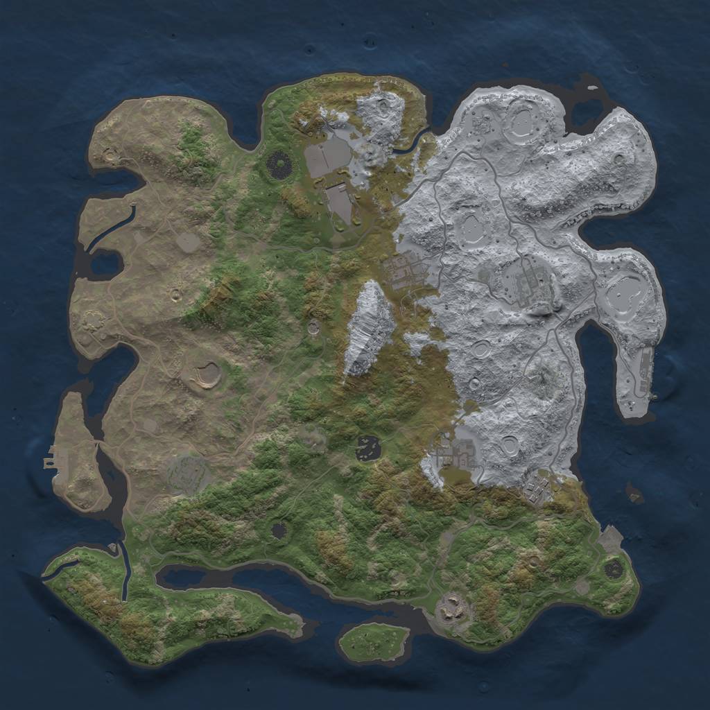 Rust Map: Procedural Map, Size: 4000, Seed: 385152676, 17 Monuments