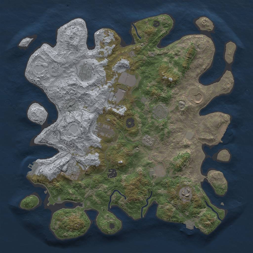 Rust Map: Procedural Map, Size: 3850, Seed: 987836800, 18 Monuments