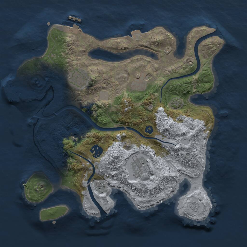 Rust Map: Procedural Map, Size: 3000, Seed: 561971991, 11 Monuments
