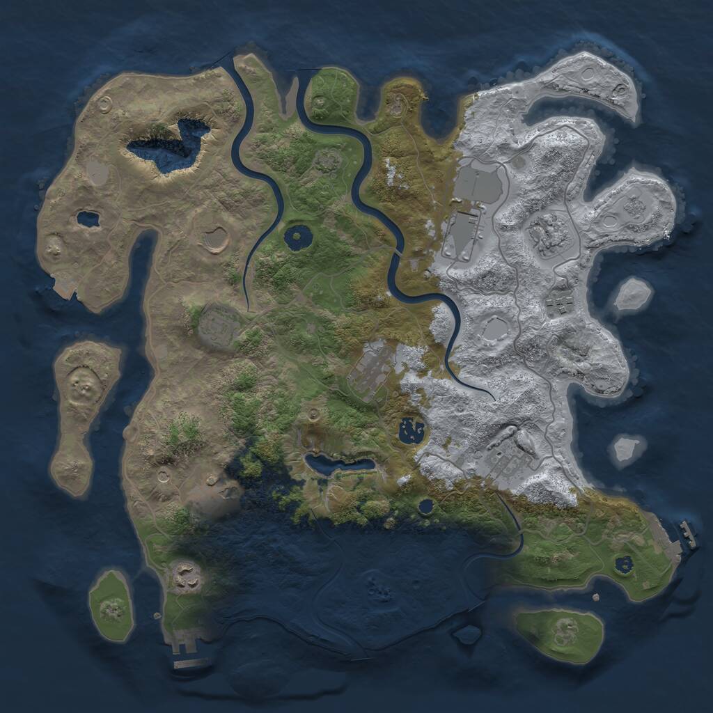 Rust Map: Procedural Map, Size: 4000, Seed: 2544877, 16 Monuments