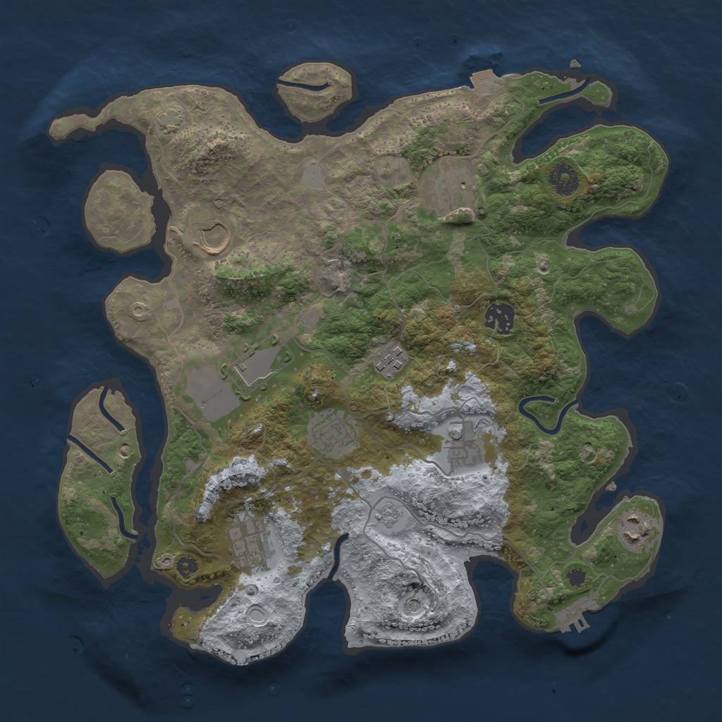 Rust Map: Procedural Map, Size: 3500, Seed: 1002592578, 16 Monuments