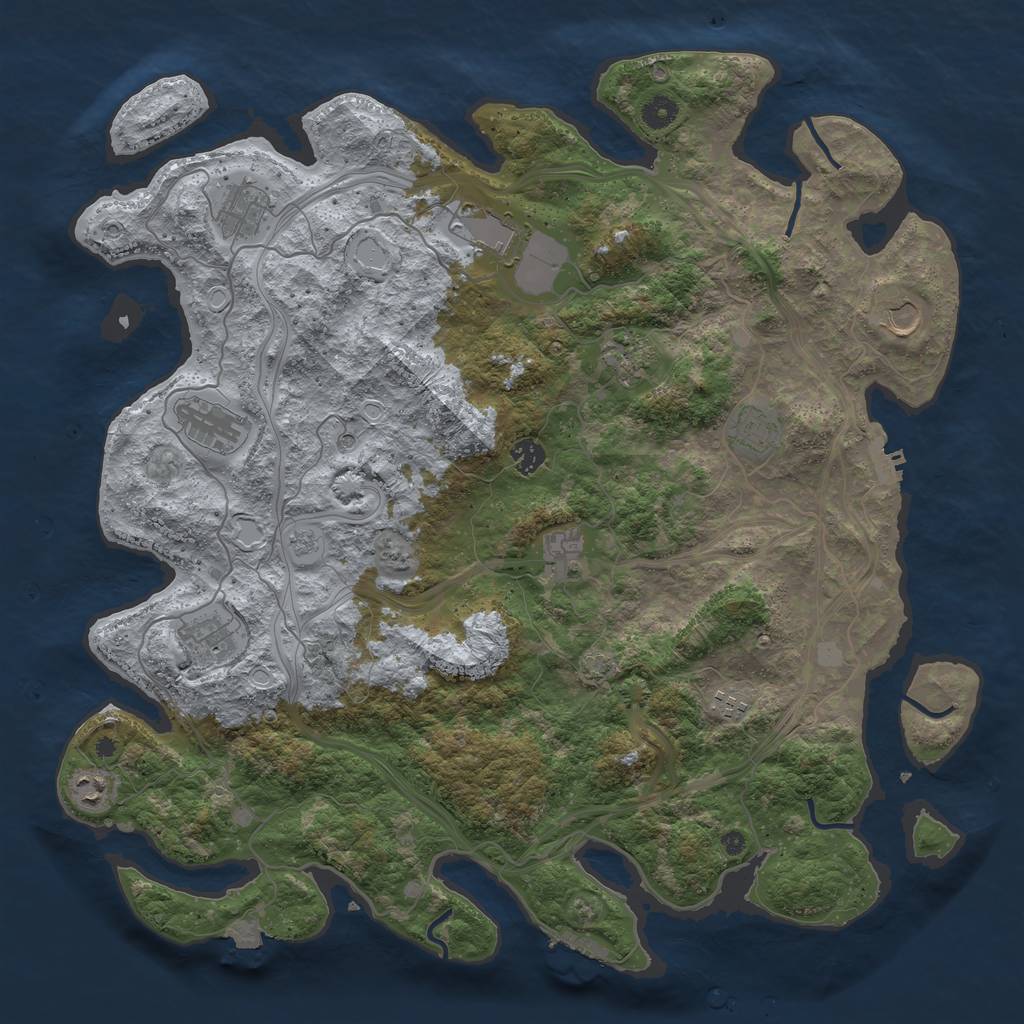 Rust Map: Procedural Map, Size: 4500, Seed: 1141304199, 19 Monuments