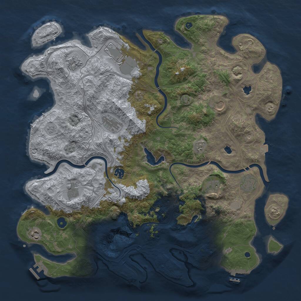 Rust Map: Procedural Map, Size: 4500, Seed: 1141304199, 16 Monuments