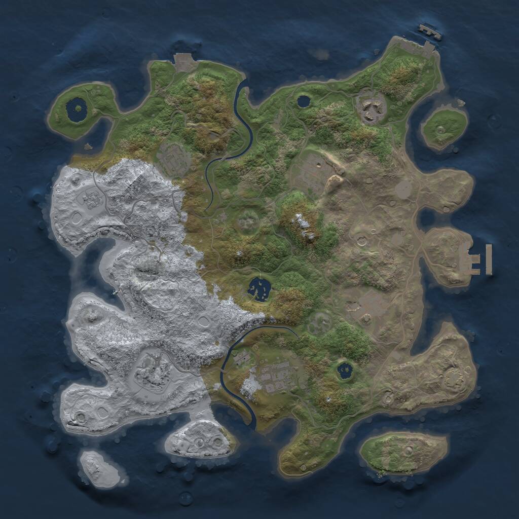 Rust Map: Procedural Map, Size: 3400, Seed: 1466576135, 13 Monuments