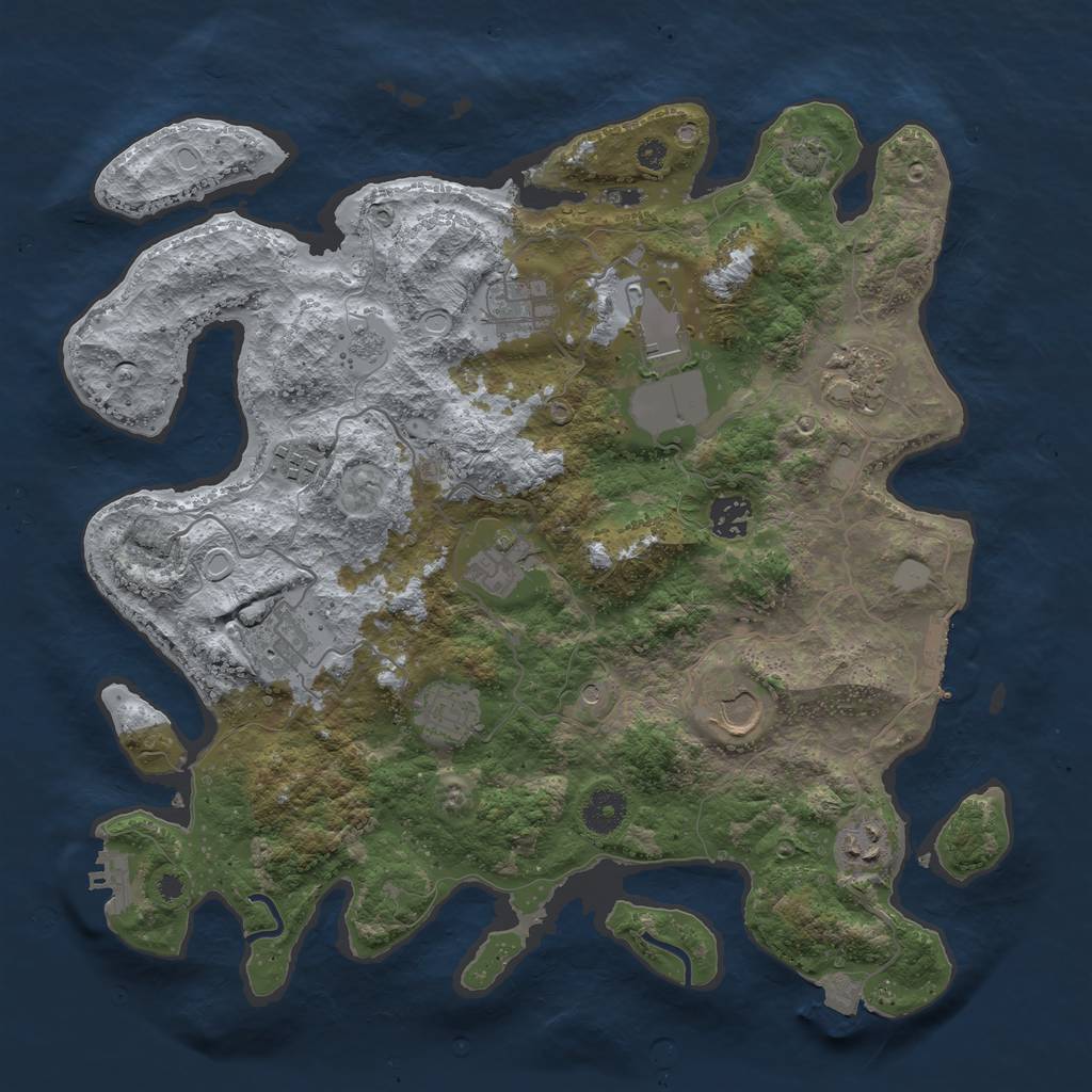 Rust Map: Procedural Map, Size: 3750, Seed: 64791818, 18 Monuments