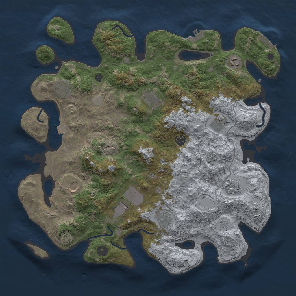 Rust Map: Procedural Map, Size: 4000, Seed: 3000000, 18 Monuments