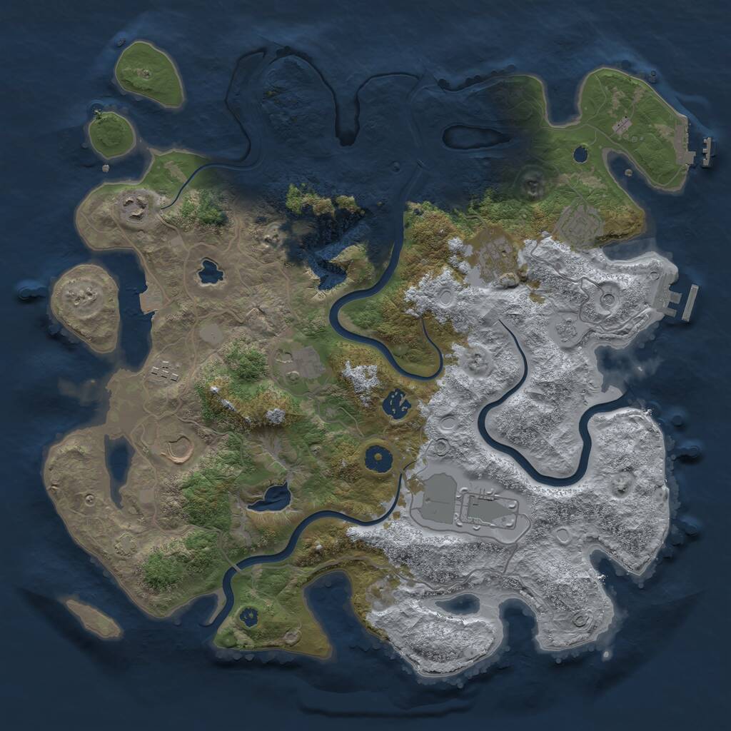 Rust Map: Procedural Map, Size: 4000, Seed: 3000000, 14 Monuments
