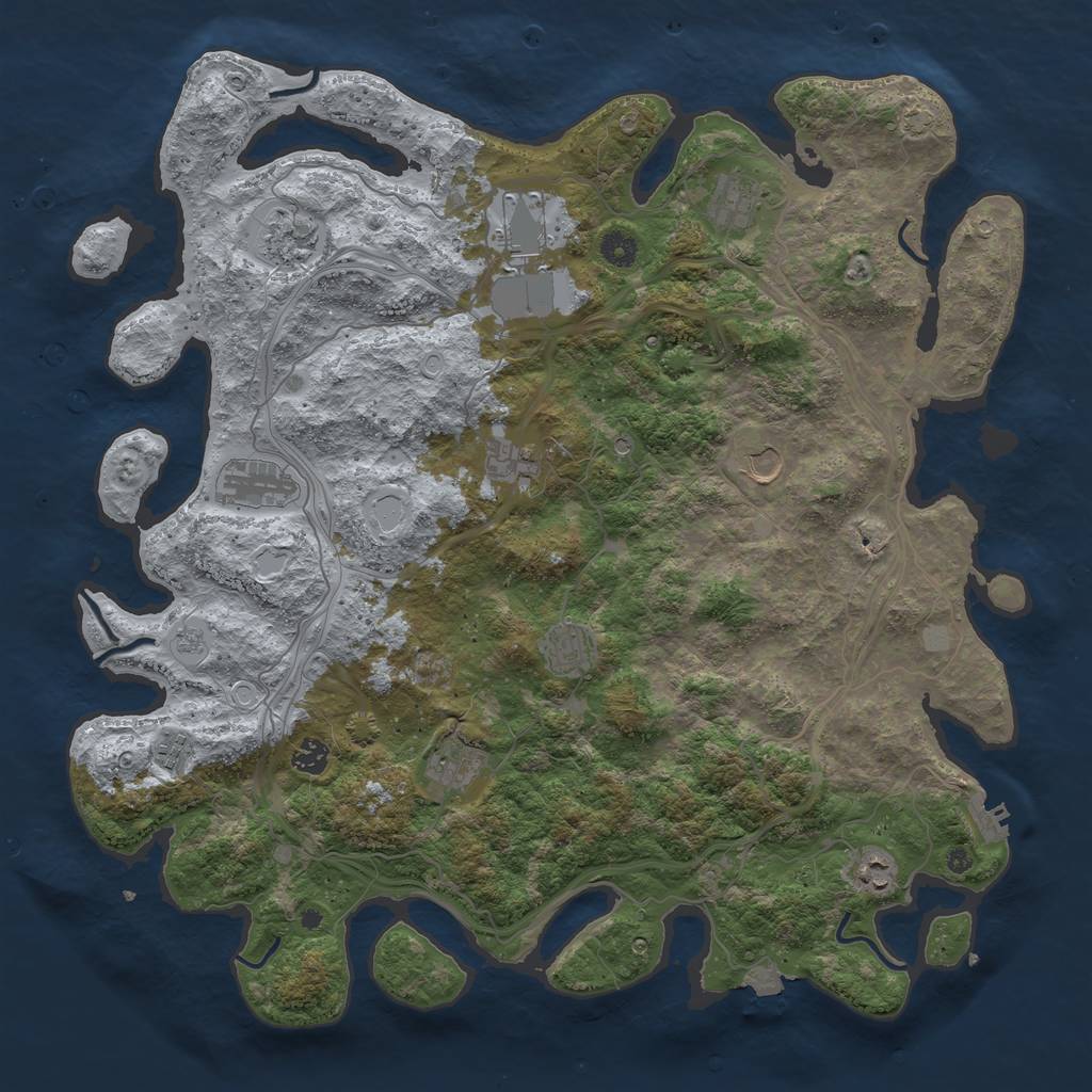Rust Map: Procedural Map, Size: 4500, Seed: 73834, 18 Monuments