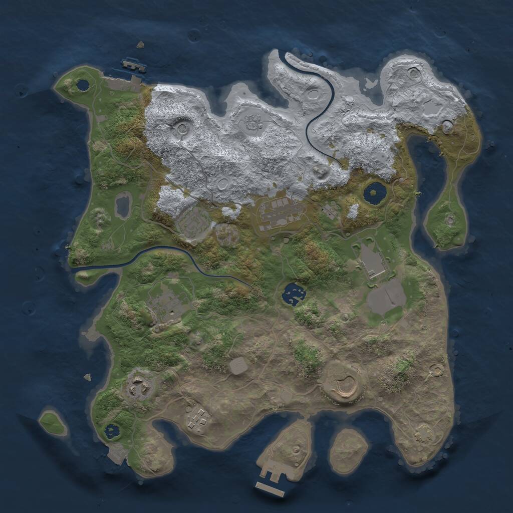 Rust Map: Procedural Map, Size: 3500, Seed: 61682932, 14 Monuments