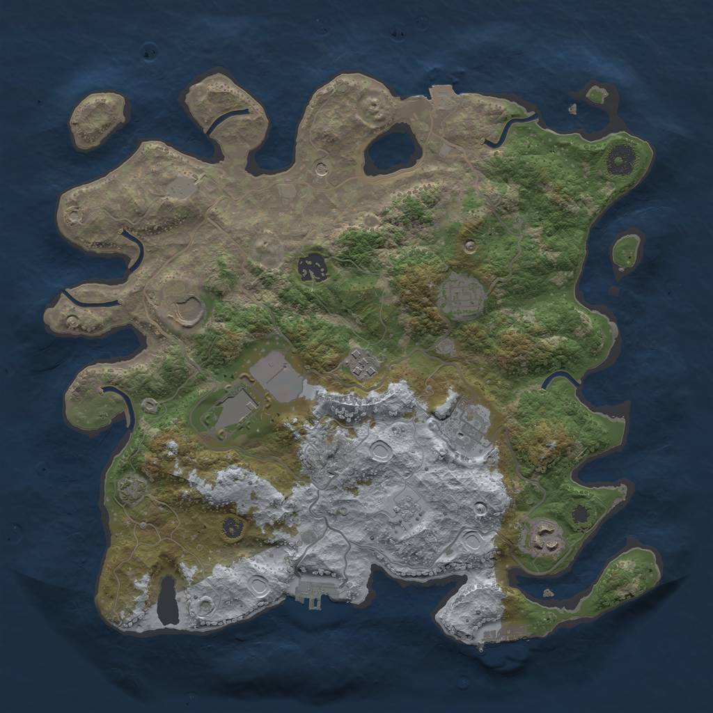 Rust Map: Procedural Map, Size: 3550, Seed: 33819604, 15 Monuments