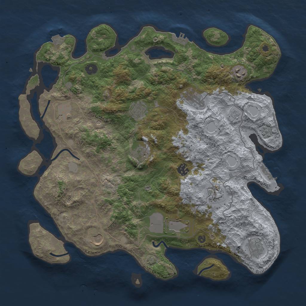 Rust Map: Procedural Map, Size: 4000, Seed: 466366668, 19 Monuments