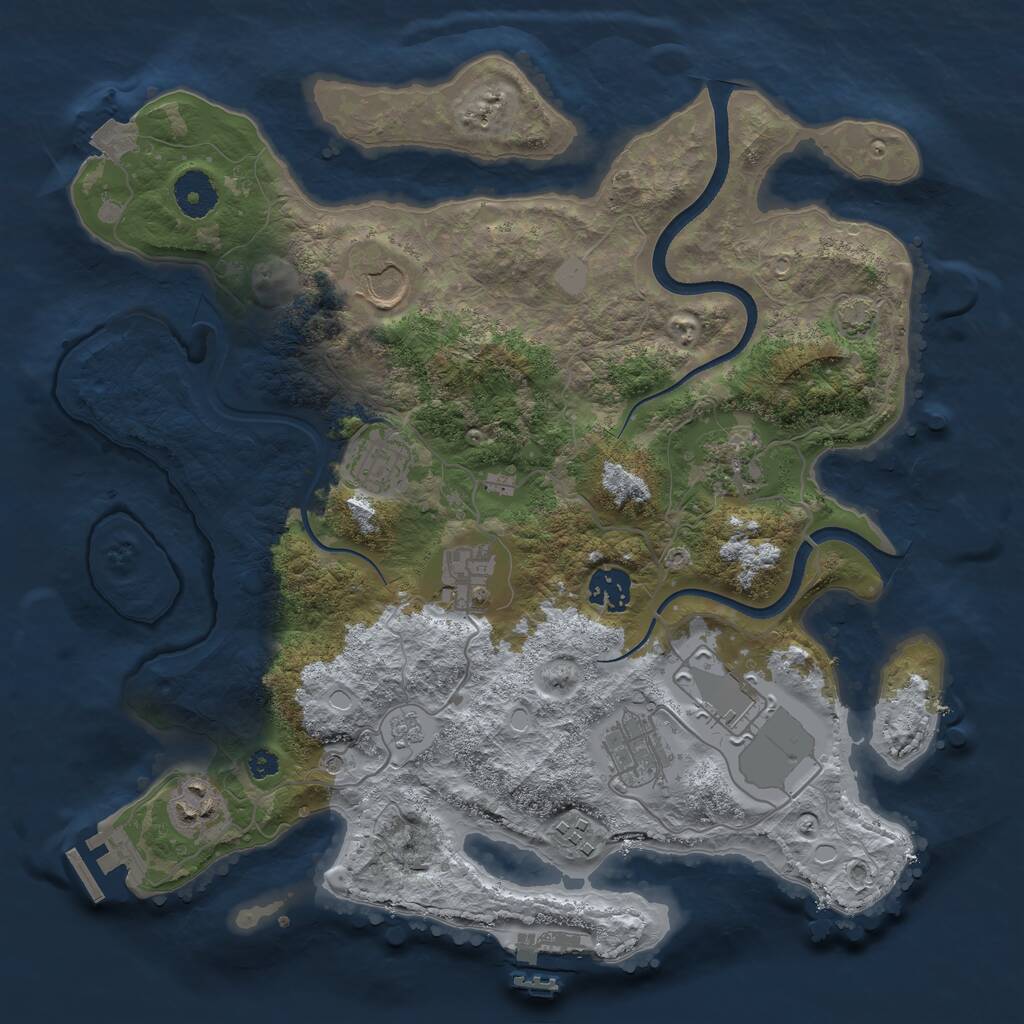 Rust Map: Procedural Map, Size: 3500, Seed: 843111196, 15 Monuments