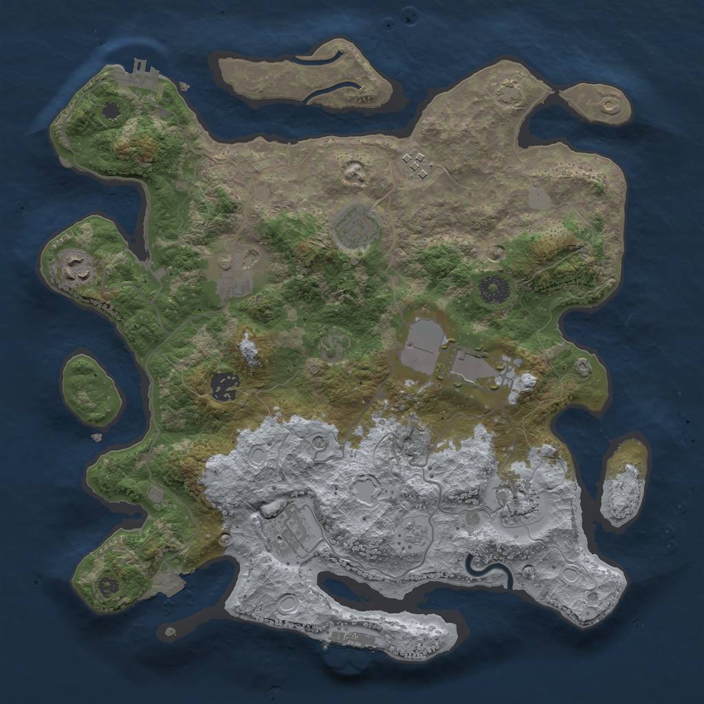 Rust Map: Procedural Map, Size: 3500, Seed: 843111196, 16 Monuments