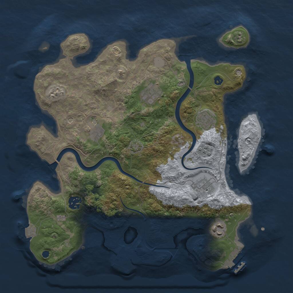 Rust Map: Procedural Map, Size: 3300, Seed: 2040746942, 12 Monuments