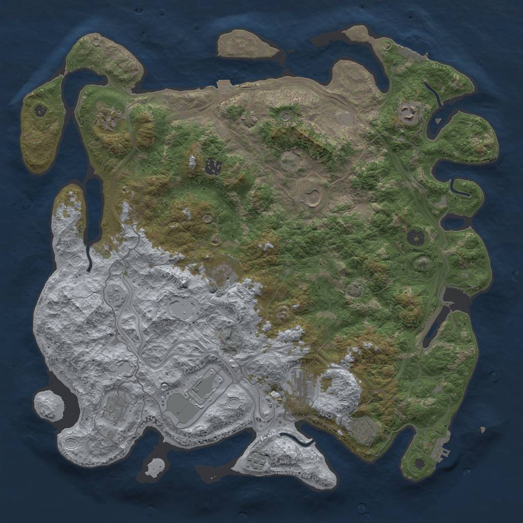 Rust Map: Procedural Map, Size: 4500, Seed: 203526, 18 Monuments