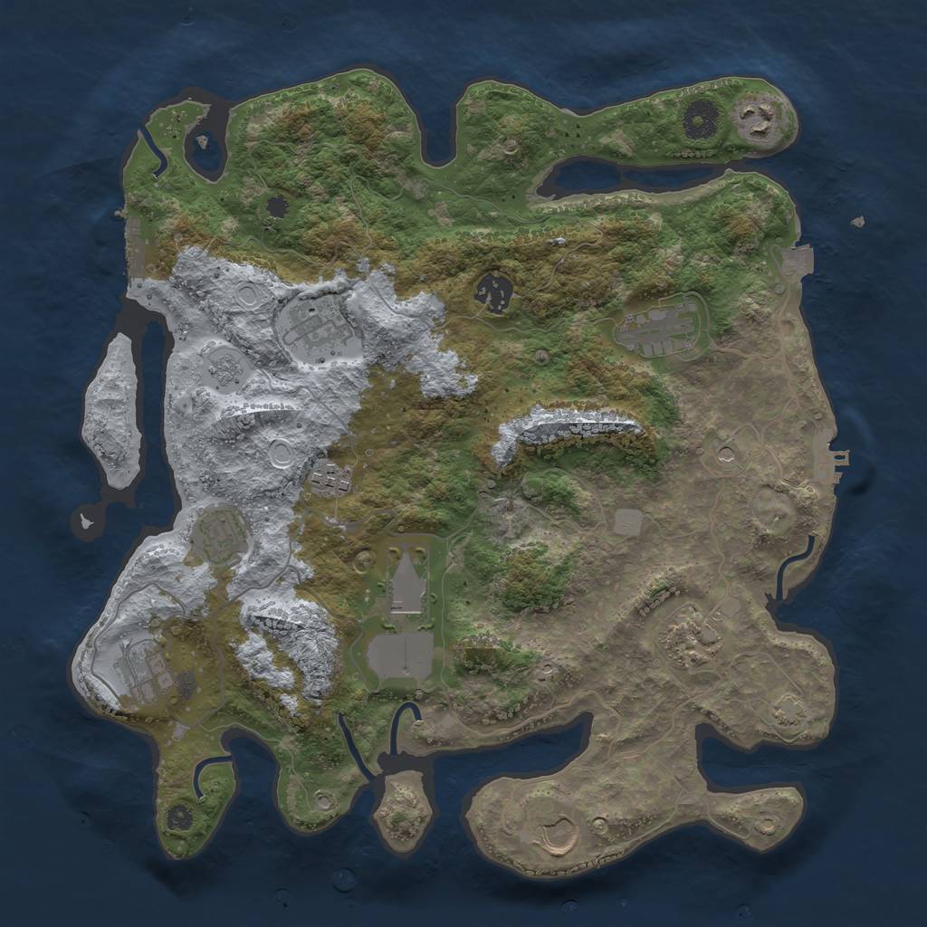 Rust Map: Procedural Map, Size: 3650, Seed: 1408420257, 18 Monuments