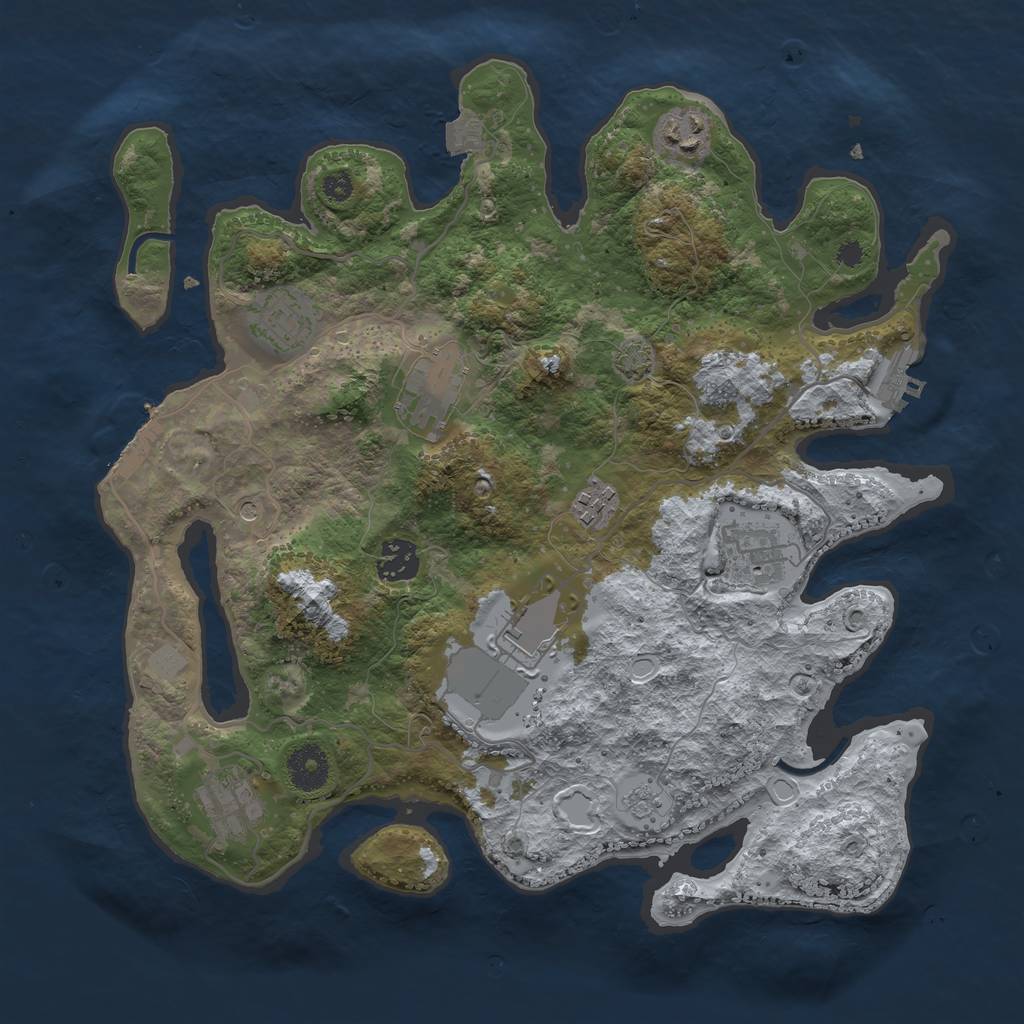 Rust Map: Procedural Map, Size: 3500, Seed: 93069201, 16 Monuments