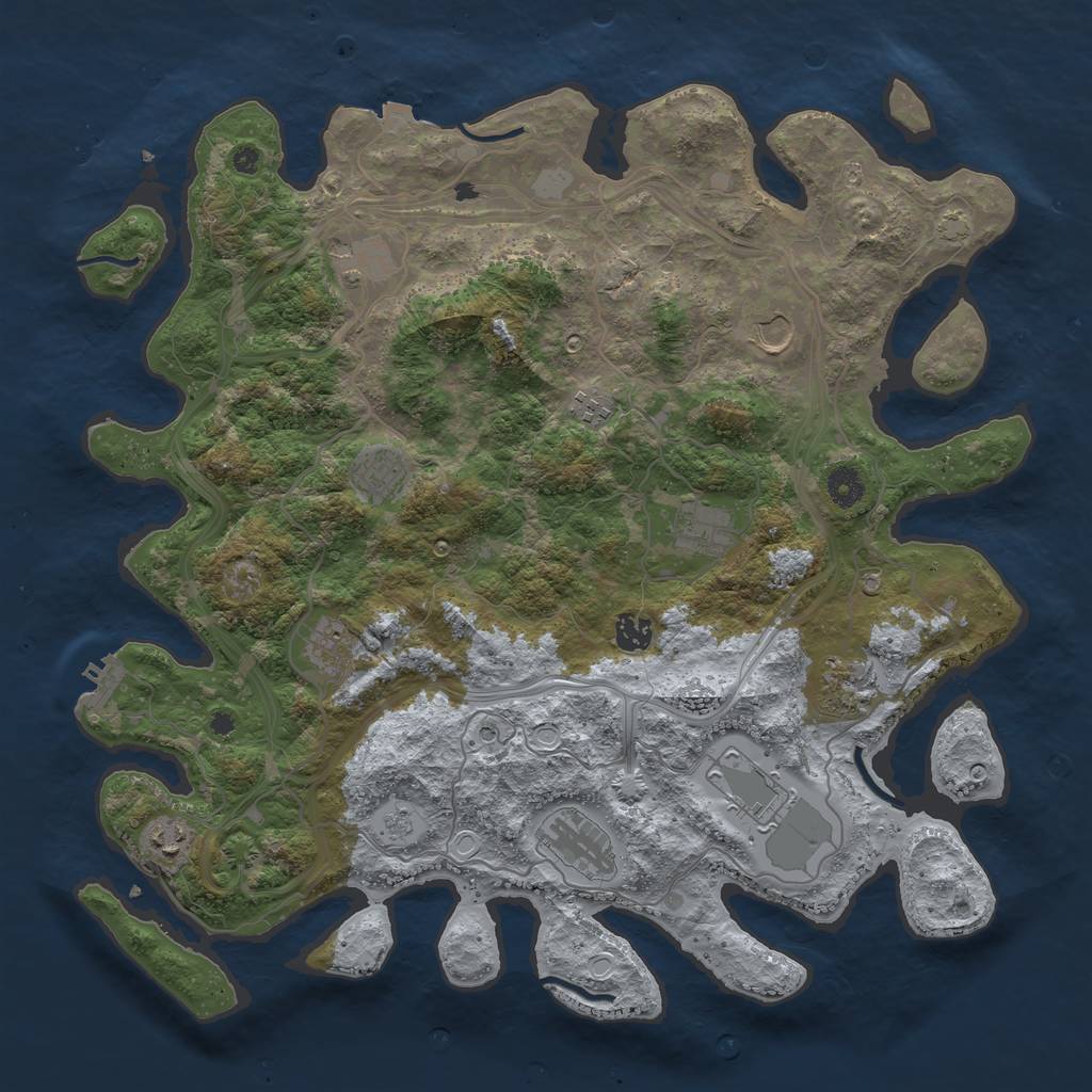Rust Map: Procedural Map, Size: 4250, Seed: 9501863, 18 Monuments