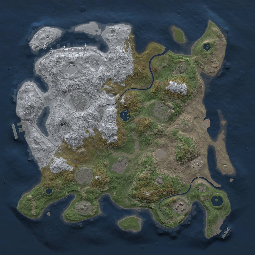 Rust Map: Procedural Map, Size: 3450, Seed: 17553266, 13 Monuments