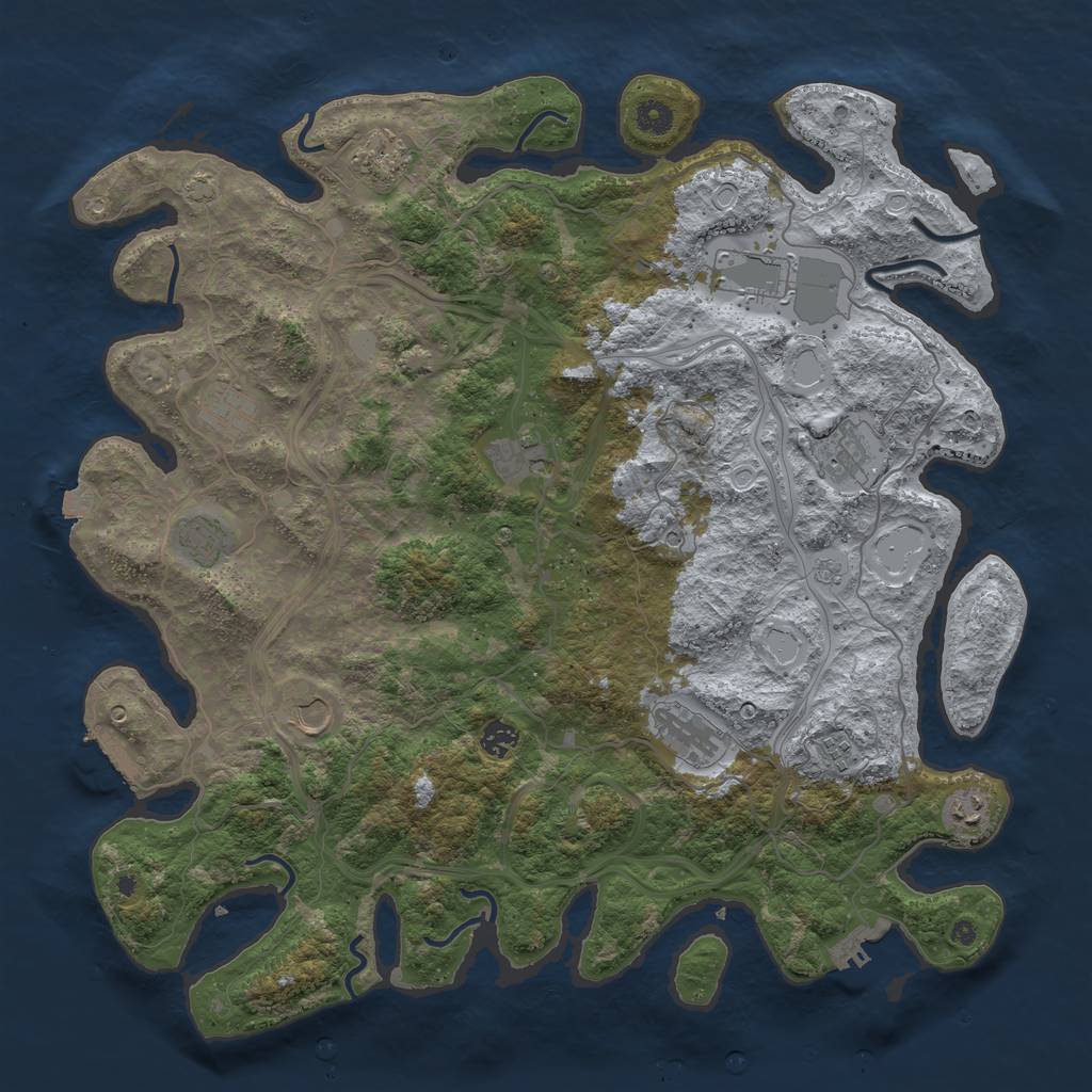 Rust Map: Procedural Map, Size: 4500, Seed: 50624, 19 Monuments
