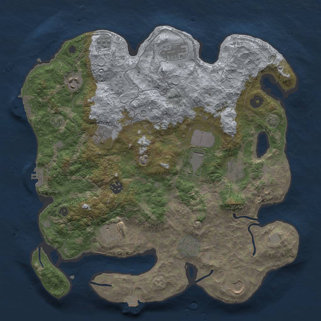 Rust Map: Procedural Map, Size: 3700, Seed: 846001637, 18 Monuments