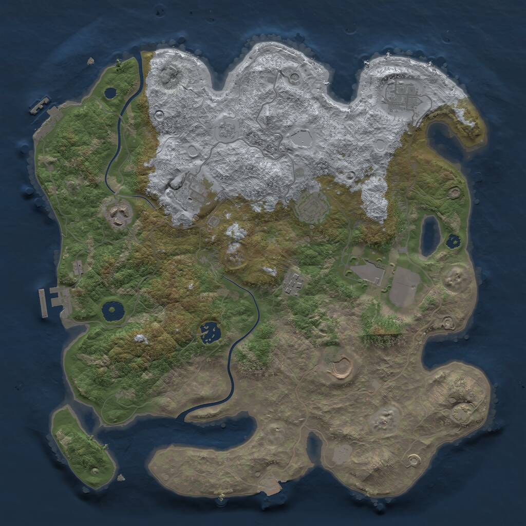 Rust Map: Procedural Map, Size: 3700, Seed: 846001637, 14 Monuments