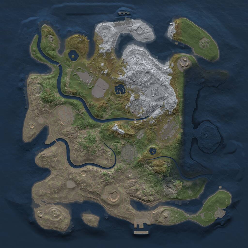 Rust Map: Procedural Map, Size: 3500, Seed: 6225471, 14 Monuments