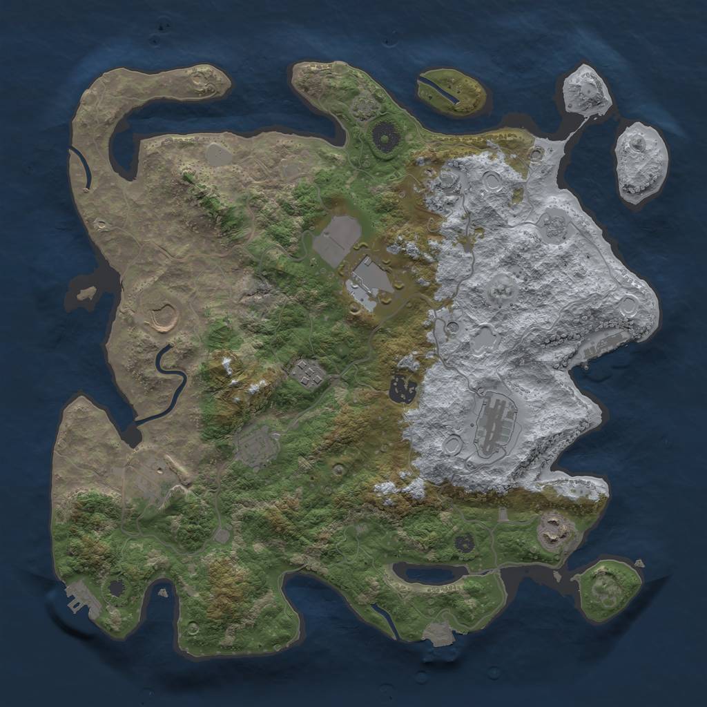 Rust Map: Procedural Map, Size: 3700, Seed: 2005627002, 17 Monuments