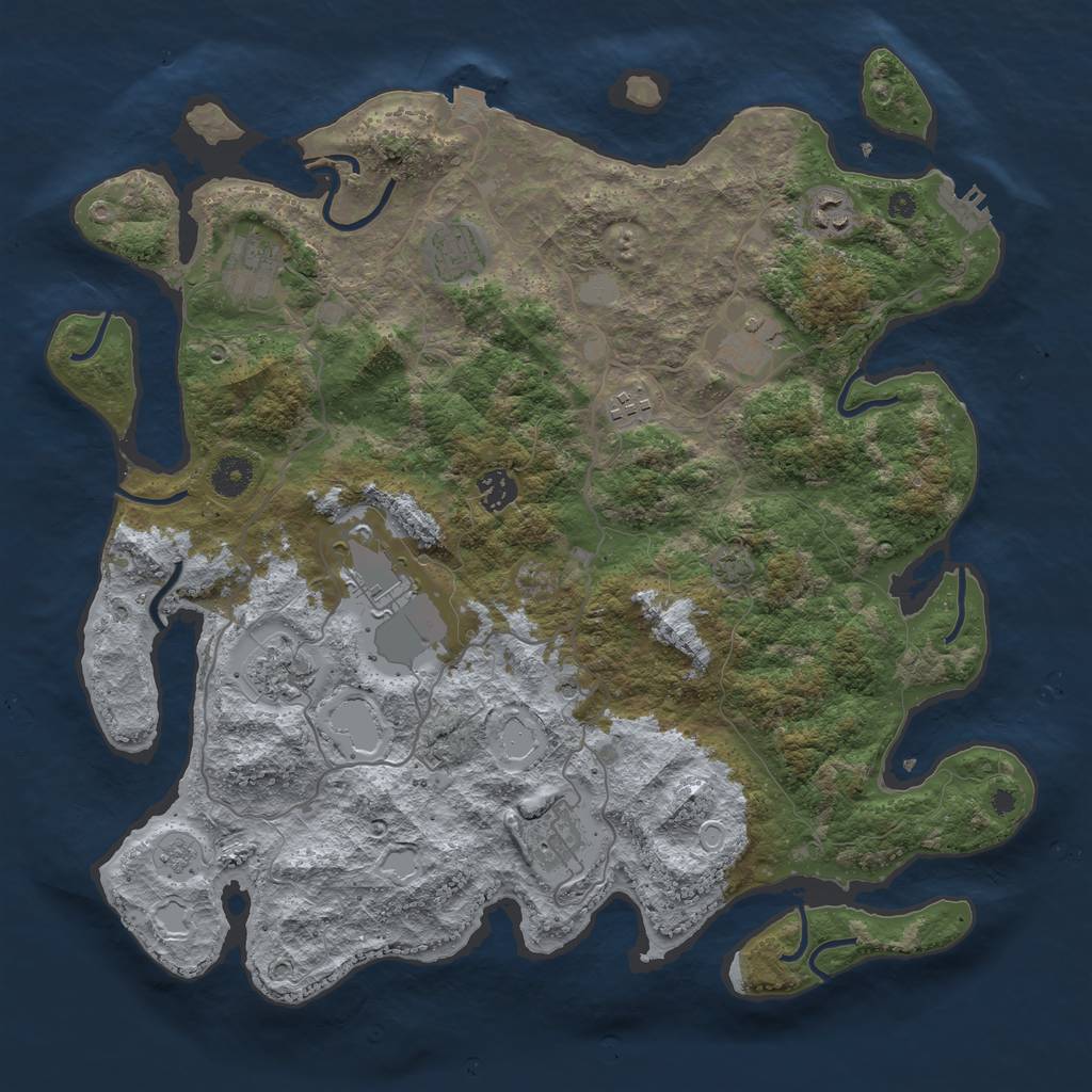 Rust Map: Procedural Map, Size: 4000, Seed: 641601070, 16 Monuments