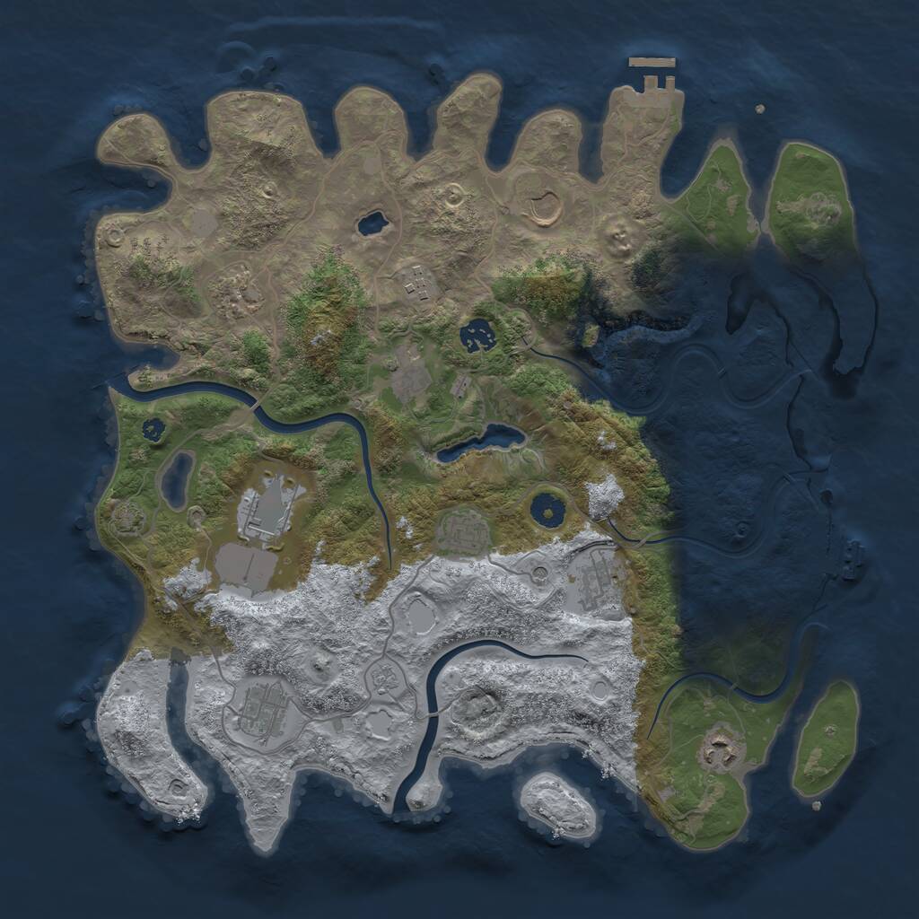 Rust Map: Procedural Map, Size: 4000, Seed: 474823896, 16 Monuments