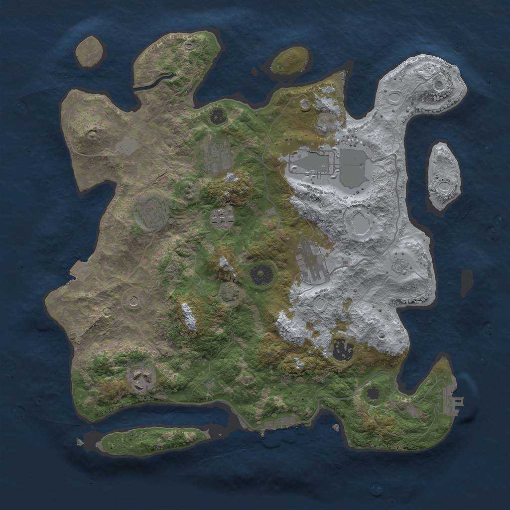Rust Map: Procedural Map, Size: 3500, Seed: 1280311051, 15 Monuments