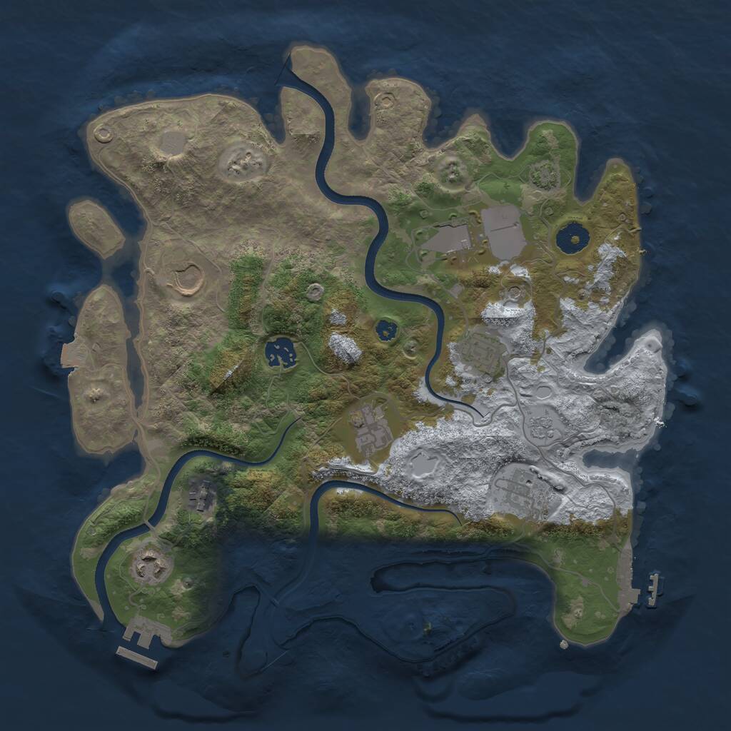 Rust Map: Procedural Map, Size: 3500, Seed: 52351, 14 Monuments