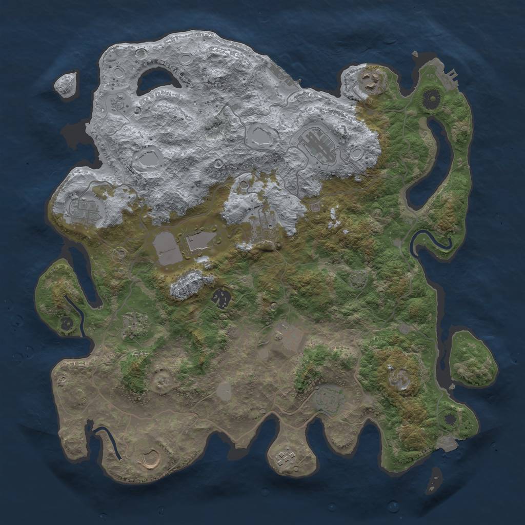 Rust Map: Procedural Map, Size: 4100, Seed: 1193330413, 19 Monuments