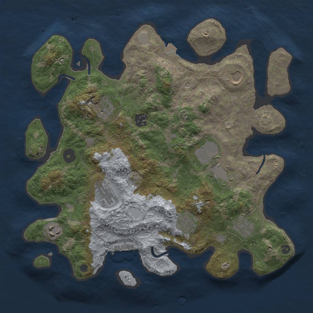 Rust Map: Procedural Map, Size: 3500, Seed: 1606091025, 14 Monuments