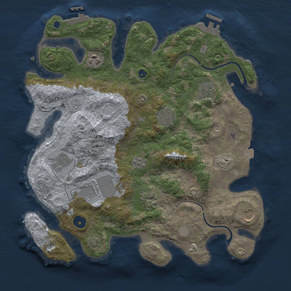 Rust Map: Procedural Map, Size: 3500, Seed: 1803933350, 14 Monuments