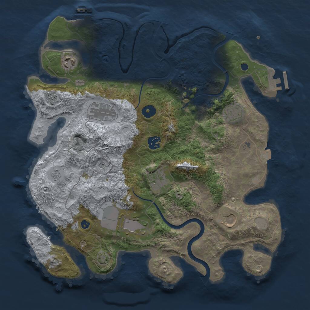 Rust Map: Procedural Map, Size: 3500, Seed: 1803933350, 14 Monuments