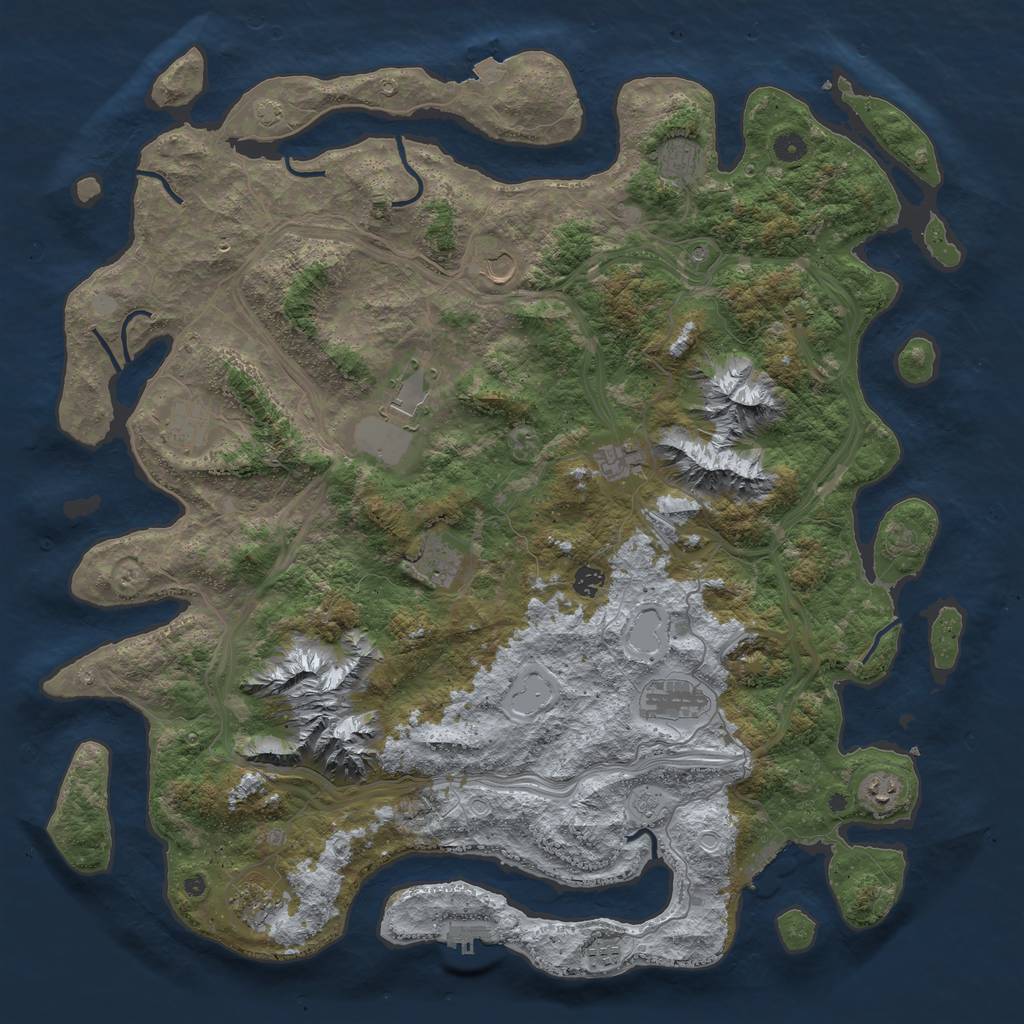 Rust Map: Procedural Map, Size: 5000, Seed: 626127, 19 Monuments