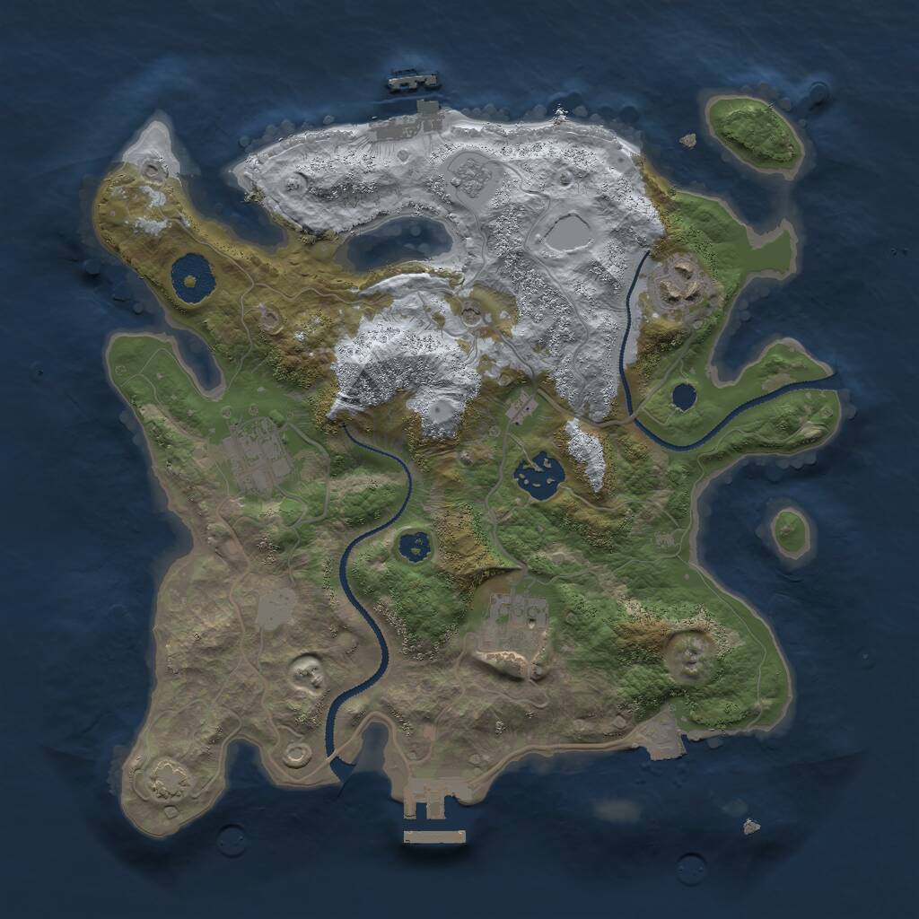 Rust Map: Procedural Map, Size: 3000, Seed: 13835, 10 Monuments