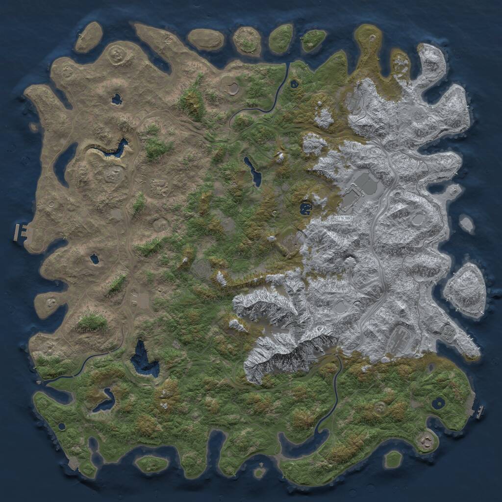 Rust Map: Procedural Map, Size: 6000, Seed: 570491332, 17 Monuments