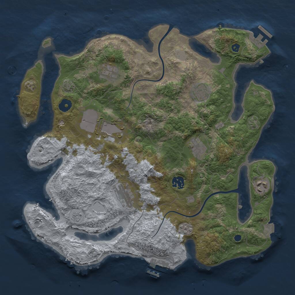 Rust Map: Procedural Map, Size: 3500, Seed: 467162228, 13 Monuments