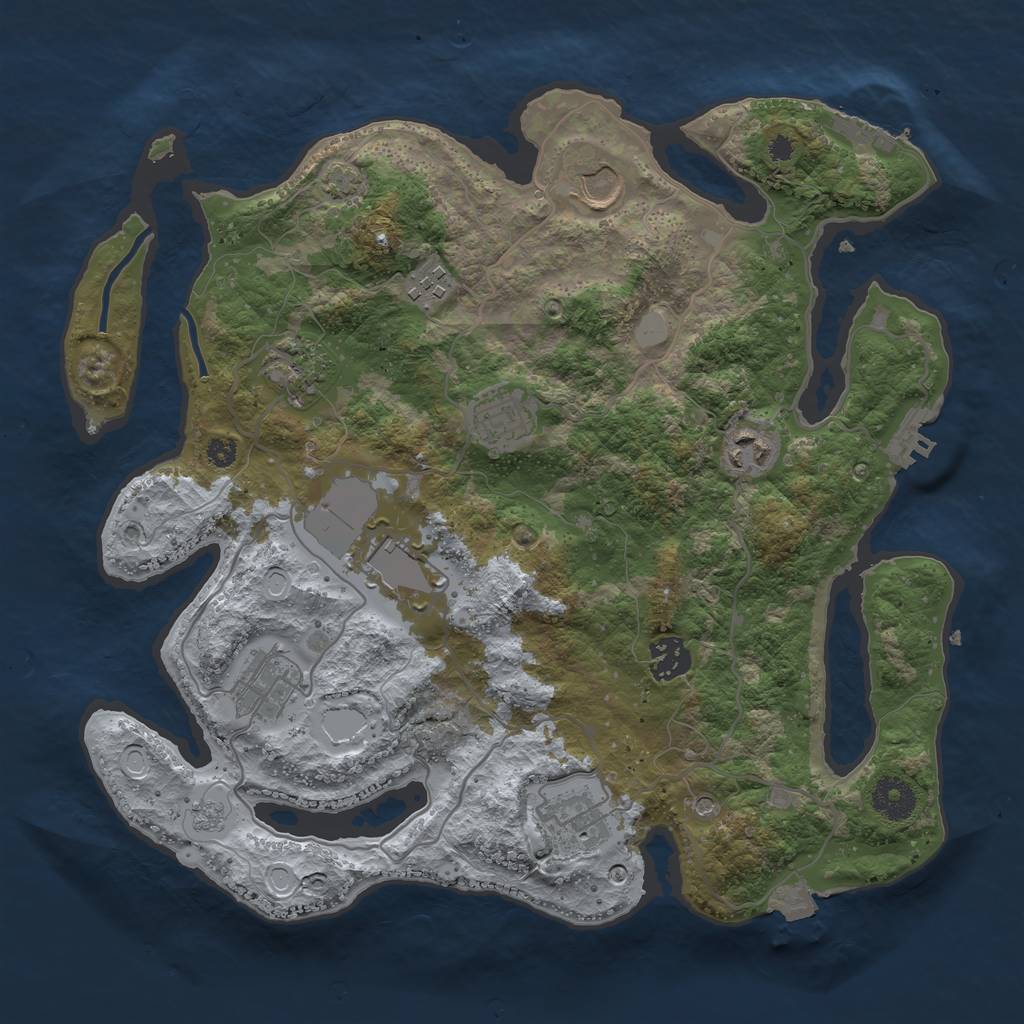 Rust Map: Procedural Map, Size: 3500, Seed: 467162228, 17 Monuments